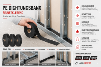 PE Dichtungsband selbstklebend 30/50/70 mm × 30 m – Schallschutz & Entkopplung